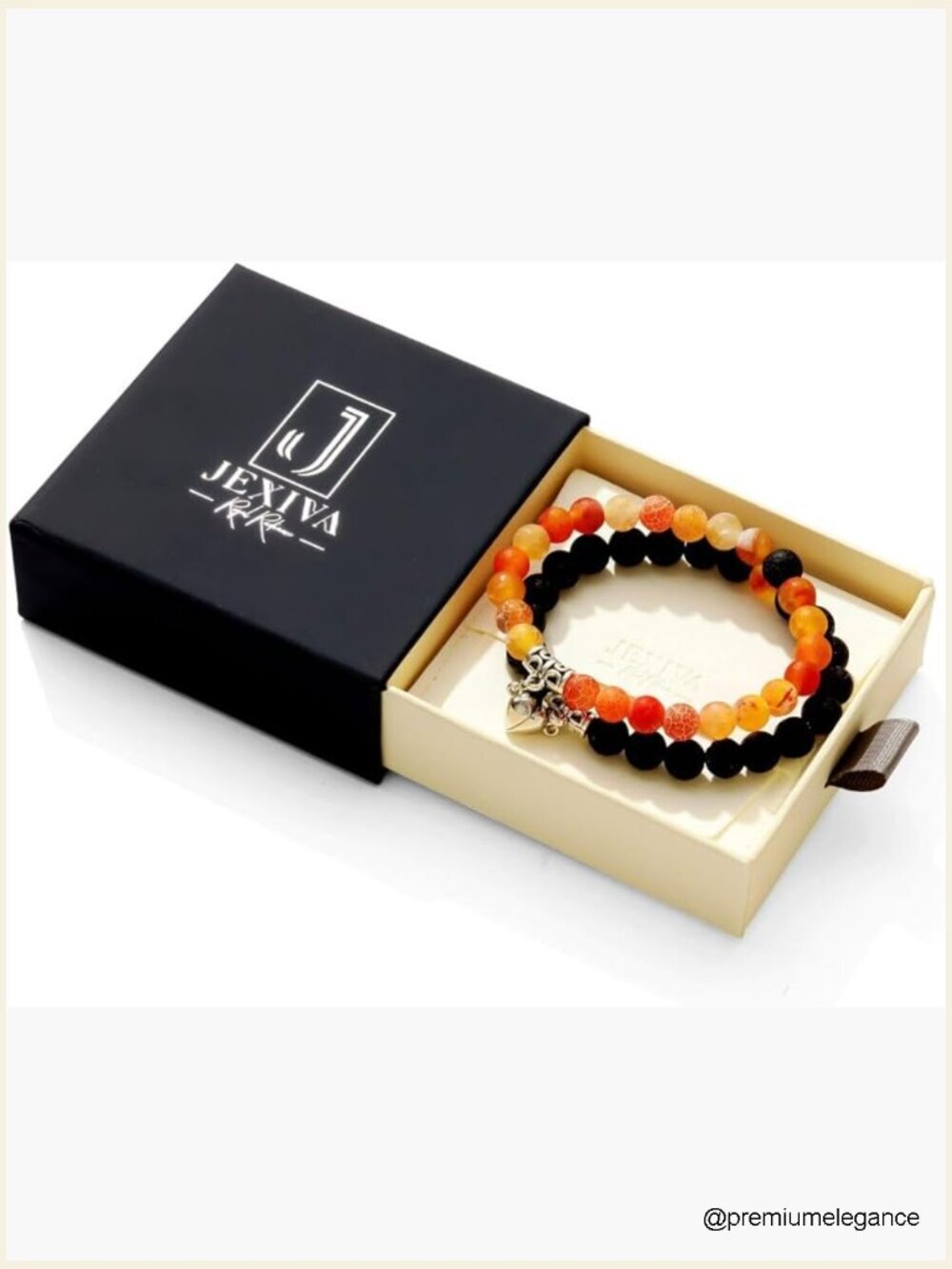 Set of 2 Magnetic Healing Natural Stone Stretch Bracelets Unisex
